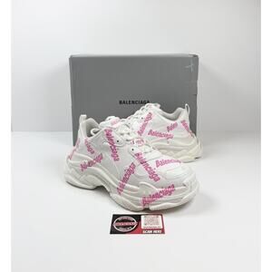 Size 41EU/11W - Balenciaga Triple S White Allover Logo NEW!
